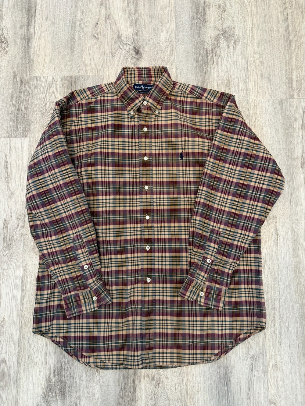 Ralph Lauren Plaid 100% Cotton Button Down Shirt L NWOT